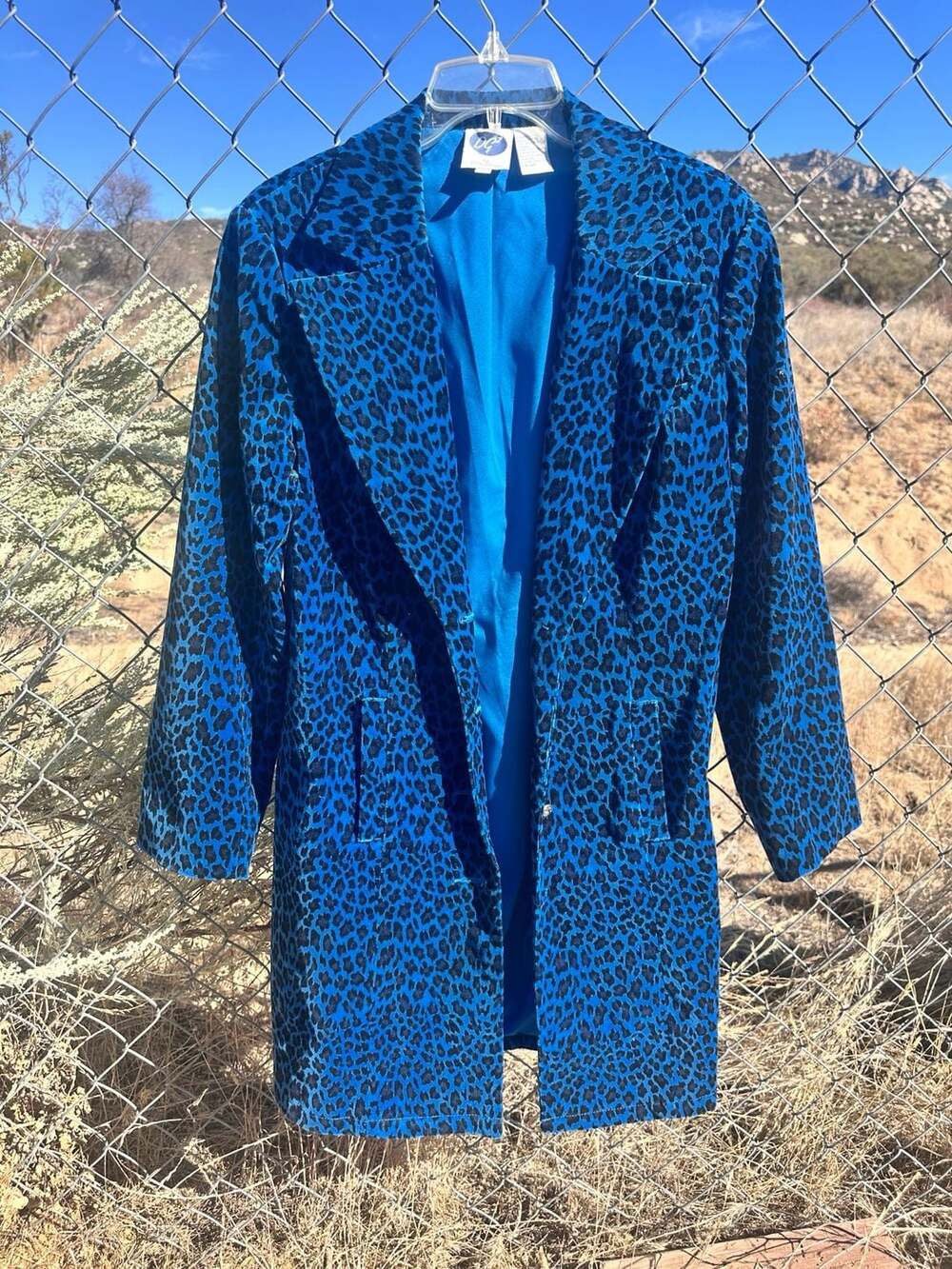 DG2 By Diane Gilman Blazer Size M Blue Leopard Print